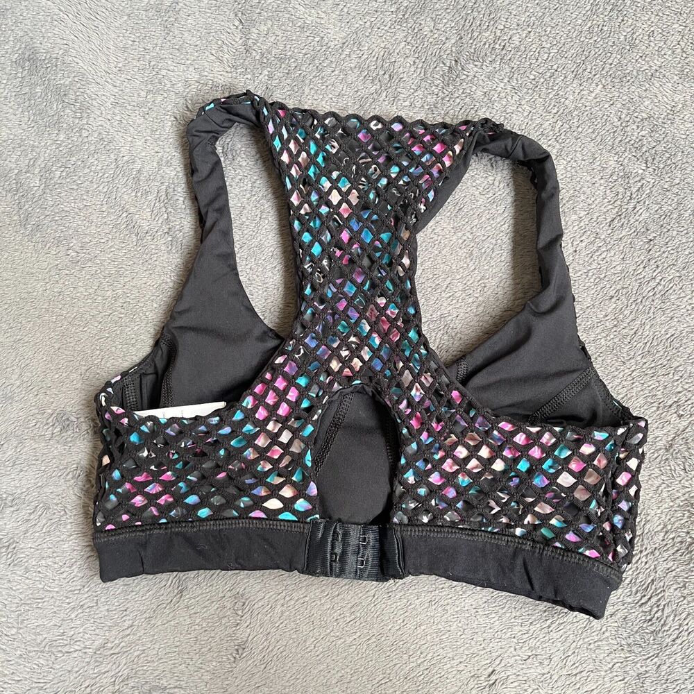 Bebe Sport Activewear Multicolor Net Black Athletic Sports Bra Women's Size XS - Picture 2 of 10